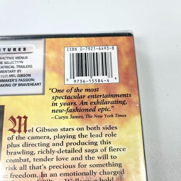 Braveheart DVD Widescreen Mel Gibson Drama Scottish Hero Region 1 NEW‎ SEALED - Picture 3 of 5